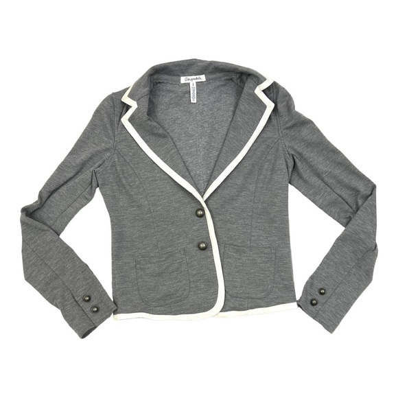 AEROPOSTALE Knit Blazer Jacket Womens Small P Gray White Long Sleeve Pockets - Picture 5 of 15